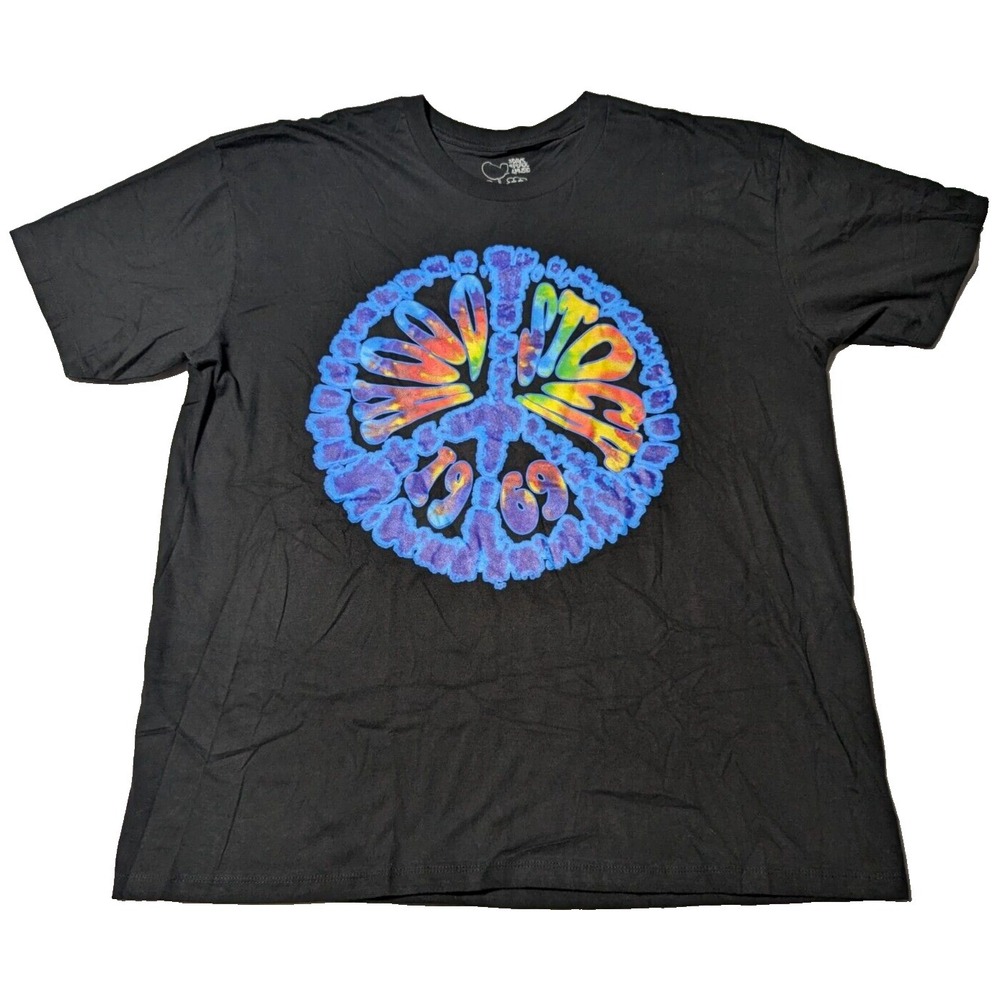 WOODSTOCK‎ 1969 3 DAYS OF PEACE & MUSIC Men 2XL Black Double-Sided T-Shirt EUC